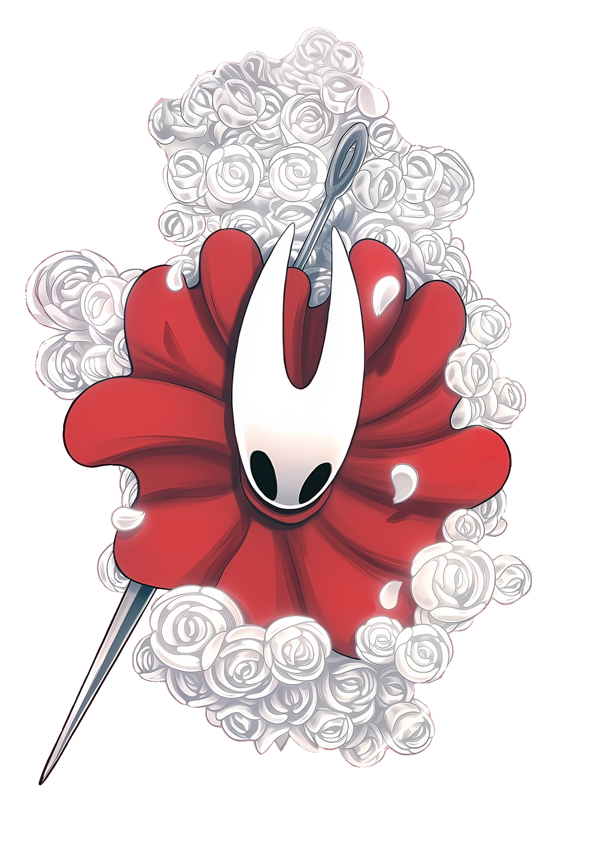 Silksong - Hornet in a Field of Roses